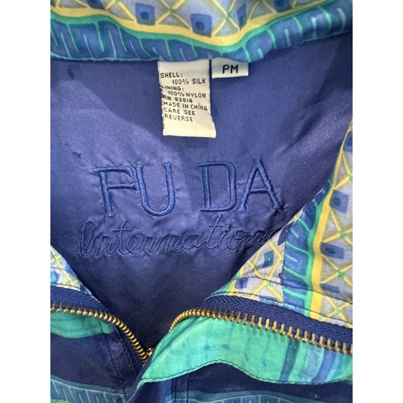 Fuda Sport International Petite M Silk Track Suit 2 Piece Set Blue Multicolor - Picture 3 of 6